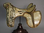 Saddle, Wood (birch), staghorn, bone, pigskin, birch bark, traces of pigment, German